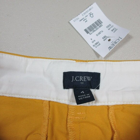 JCREW womens solid canary chino shorts 4 h5616 NWT - Picture 3 of 8